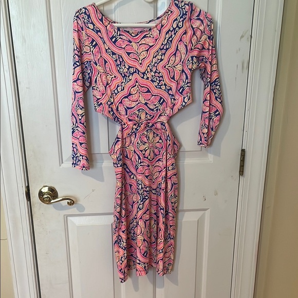 LILLY PULITZER Pink and Blue Patterned Women's Long Sleeve Dress size small - Picture 1 of 9